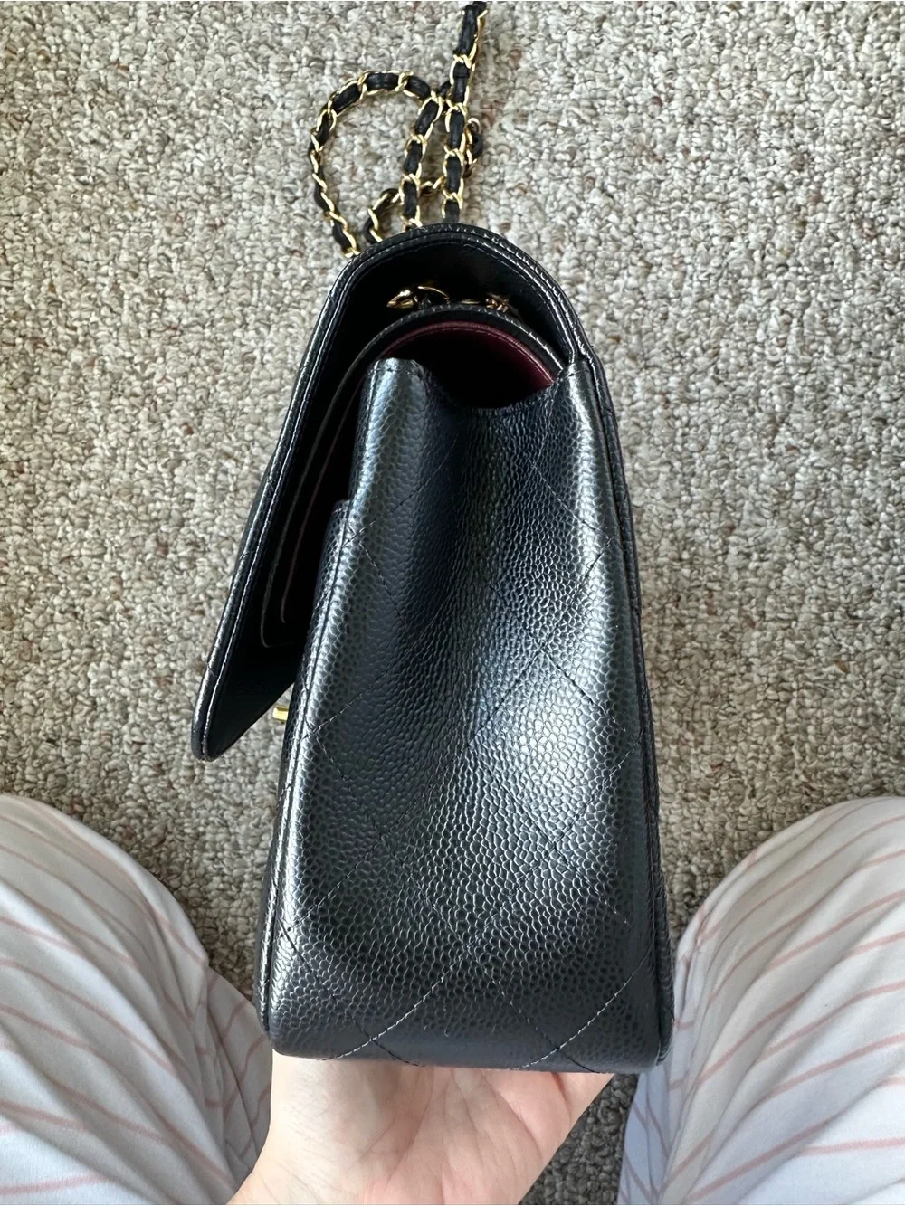 Chanel Jumbo Classic Flap - Black Caviar Leather - Gold Hardware - Full Set 2018